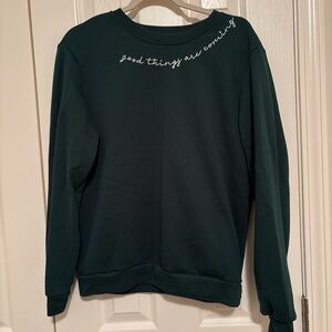 SHEIN Dark Green Sweatshirt with Positive Message